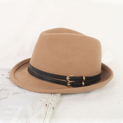 Outono Inverno Nova Moda Lã Feltro Chapéu Versão Coreana Boina Retrô Elegante Senhoras Chapéu de Jazz Aba Larga para Mulheres??
