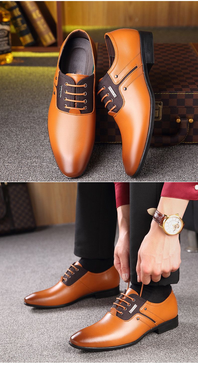 QFFAZ Big Size 38-47 Men Wedding Dress Shoes Black Brown Oxford Shoes Formal Office Business British Lace-up Men's Footwear