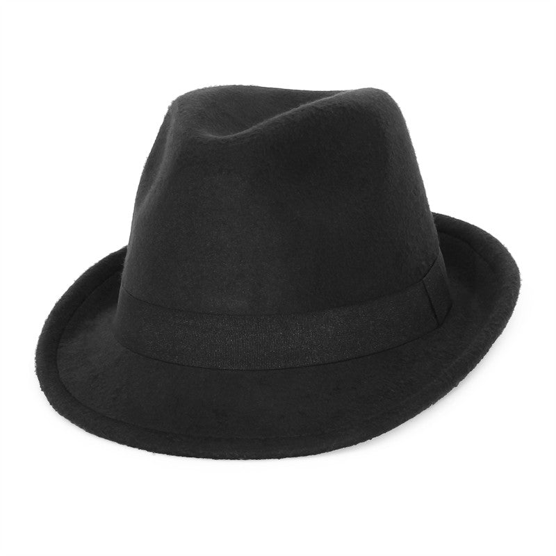 Vintage Kids Rolled Brim Trilby Hat for Boys Girls Child Fedora Hat Autumn Winter Felt Jazz Cap