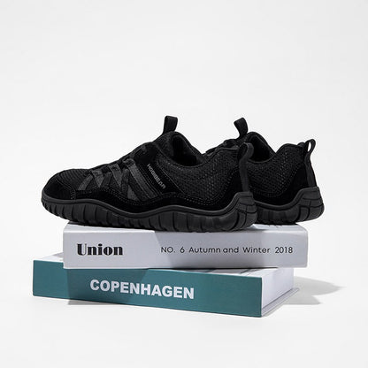 HOBIBEAR Wide Toe Walking Shoes Men Women Non Slip Outdoor Sneakers Lace Up Mesh Breathable Running Shoes