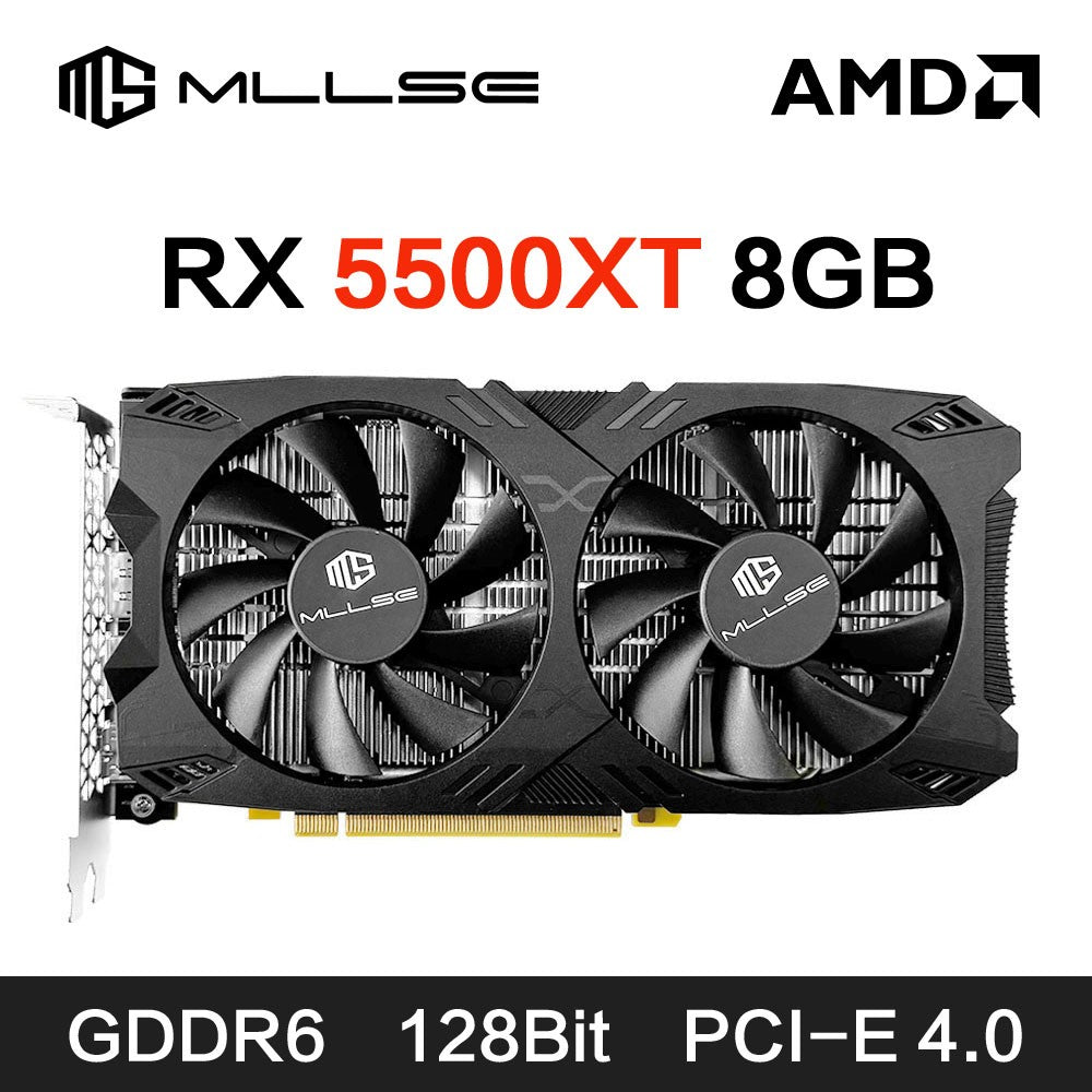 Placa de Vídeo MLLSE RX 5500xt 8gb Gaming 7NM 128bit GDDR6 8 pinos PCI Express 4.0 x 8 1717MHz HDMI*1 DP*3 Desktop