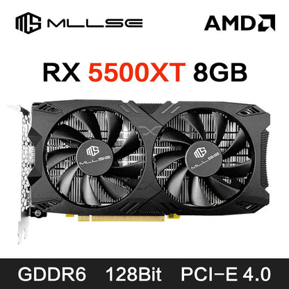 Placa de Vídeo MLLSE RX 5500xt 8gb Gaming 7NM 128bit GDDR6 8 pinos PCI Express 4.0 x 8 1717MHz HDMI*1 DP*3 Desktop