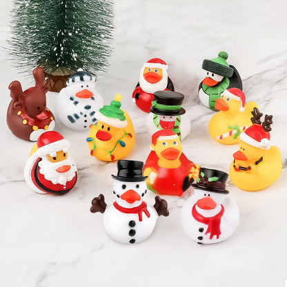 2/6/12PC Christmas Rubber Ducks, Bath Rubber Ducky Toys Cute Holiday Rubber Ducks Ducking for Holiday Celebrations Party