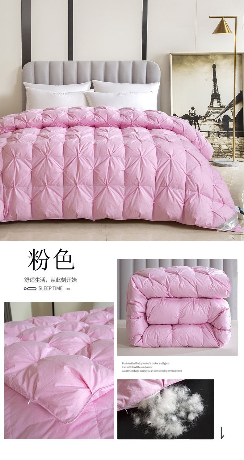 100% white goose down comforter, high-quality five-star hotel twisted flower comforter, pure cotton winter thick comforter