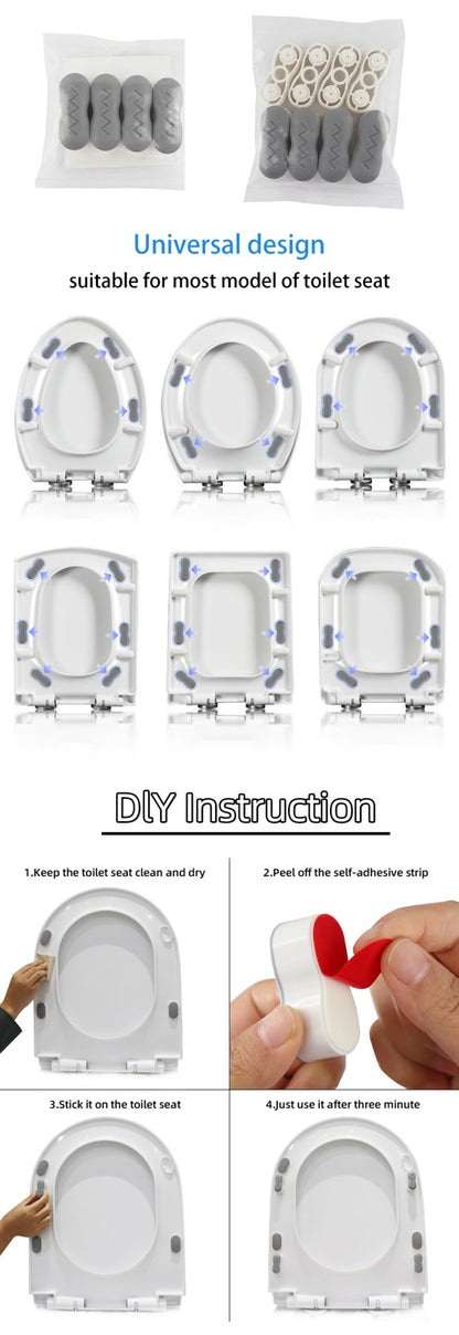 4 peças almofada universal para tampa de vaso sanitário, junta antiderrapante, almofadas para assento de vaso sanitário, amortecedores, absorvedor de choque, kits de assento de vaso sanitário para banheiro