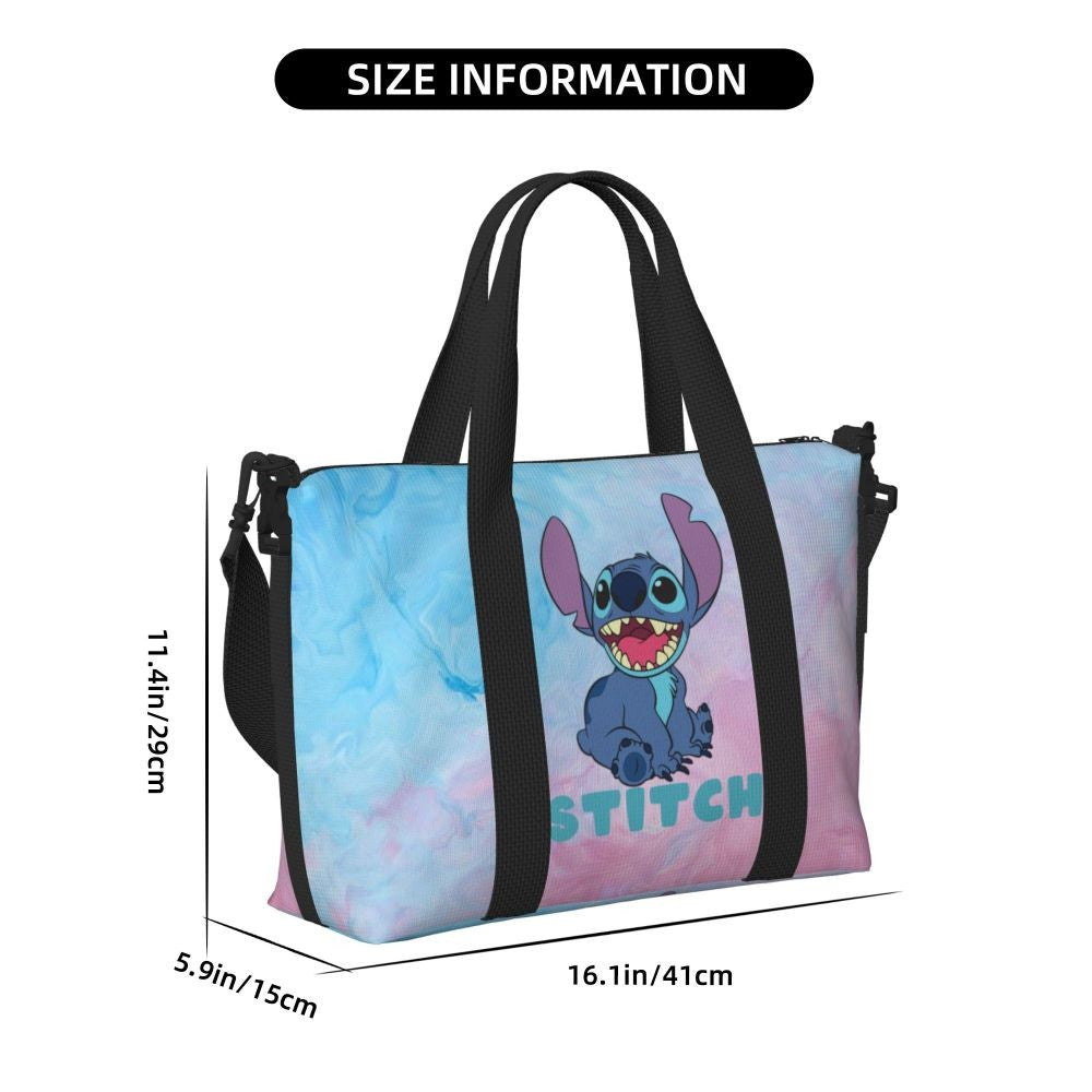 Custom Large SLilo And Stitch Cartoon Tote Bag Women Anime Shopping Shoulder Beach Gym Travel Bag