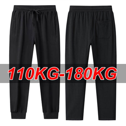 Men's Casual Pants Plus Size 110-180KG Stretch Slim Fit Elastic Waist Jogger Pants 1XL-7XL Classic Black Trousers Male Clothing