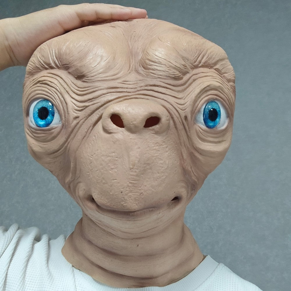 ET Alien Latex Mask Halloween Carnival Party Movie E.T. the Extra-Terrestrial Realistic Cosplay Creepy E.T. Alien Full Head Mask