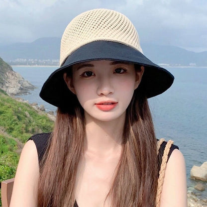 Summer Women Bucket Hat Anti-UV Sun Hats Soft Portable Wide Brim Outdoor Beach Hat Panama Cap With Storage Bag
