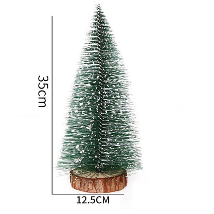 Mini Christmas Trees Different Size Craft Artificial Wooden Base Mini Christmas Tree Xmas Home Party New Year 2025 Decoration