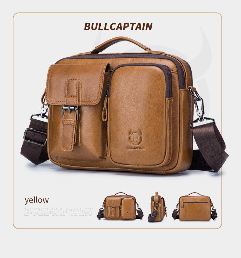 BULLCAPTAIN New Genuine Leather Men Crossbody Bag Male Briefcase Messenger Bag Casual Business Briefcase Style Men Shoulder Bag