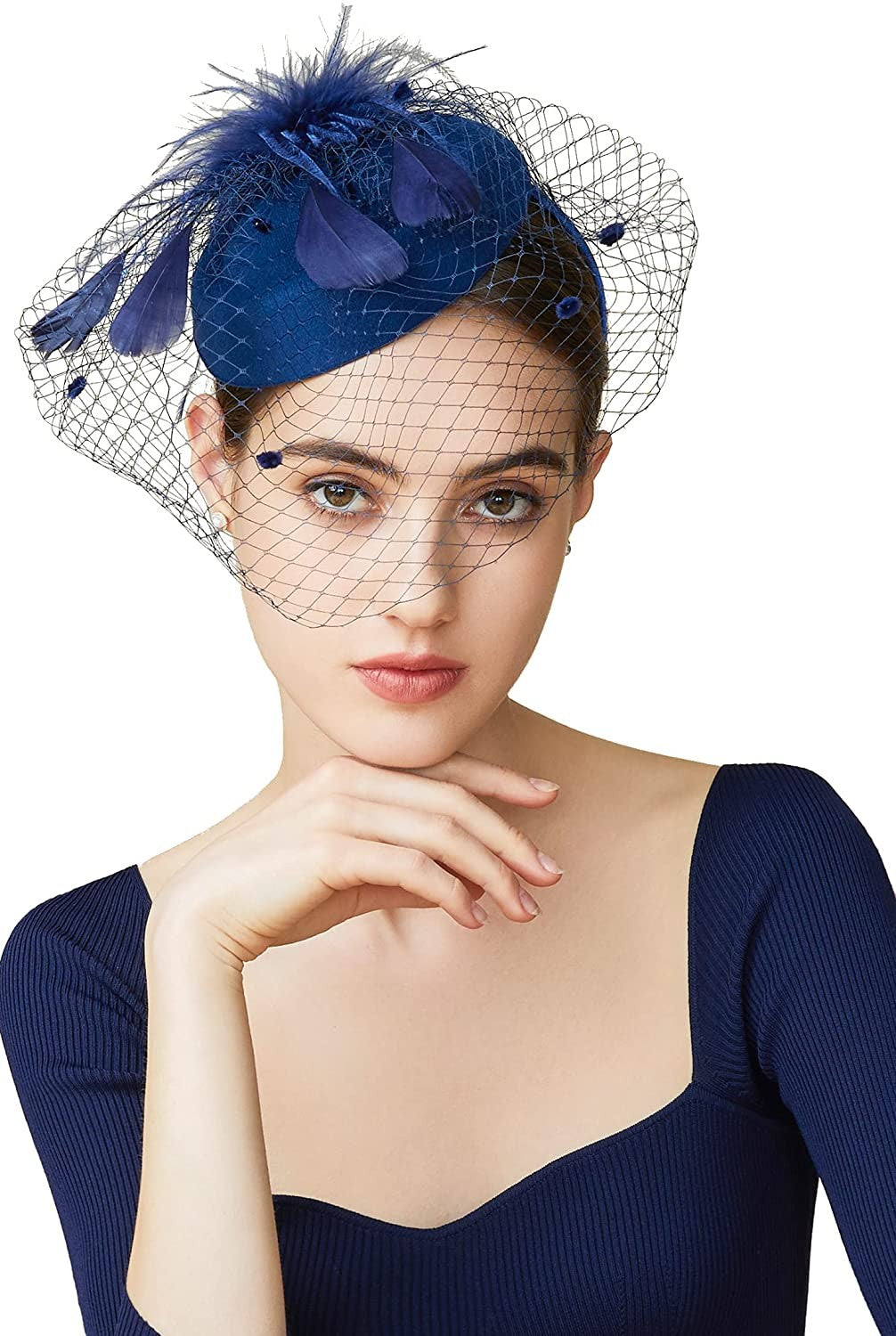 Fascinator Hat Veil Feather Fascinator Hair Clip Tea Party Pillbox Derby Hat Fascinator Bridal Wedding Veil