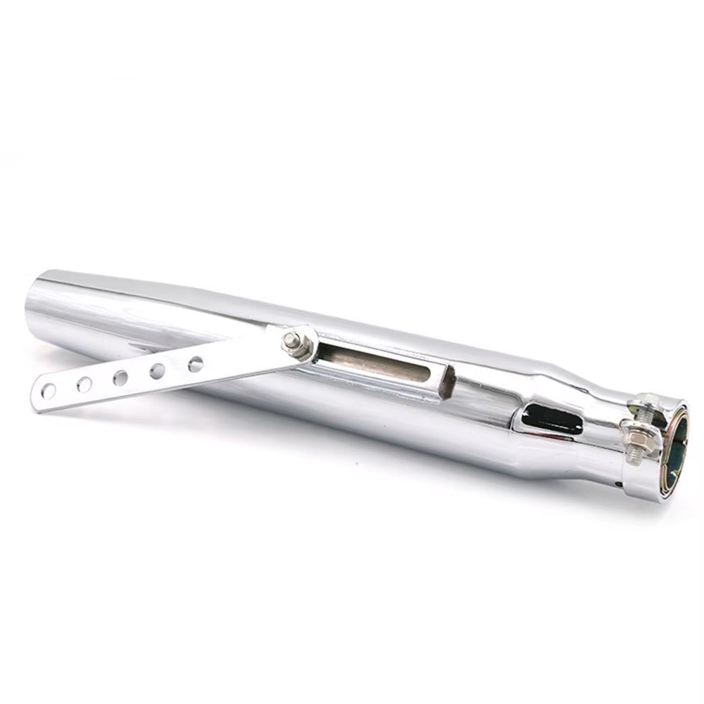 Black Silver Universal Motorcycle Cafe Racer Exhaust Pipe with Sliding Bracket Muffler For Harley Cafe Racer Custom