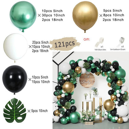 Black and Gold Balloons Garland Arch Kit with Starburst Foil Balloons for Wedding Birthday Family Party Decorations Supplies