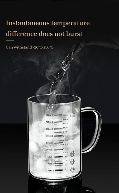 Y-244 Copo de Leite Caneca de Café Copo Medidor Graduado com Alça de Vidro Borossilicato Copos Medidores de Qualidade Alimentar Multifuncionais