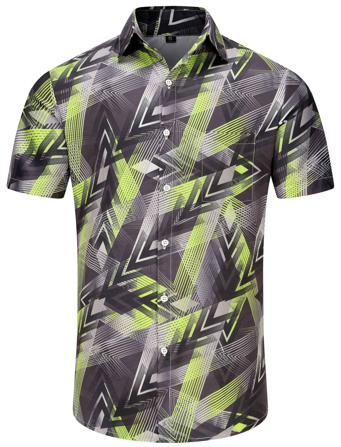 KYKU Hawaiian Shirt for Men Short Sleeve Button Down Summer Clothing Vacation Beach Shirts Stripe with Pockets