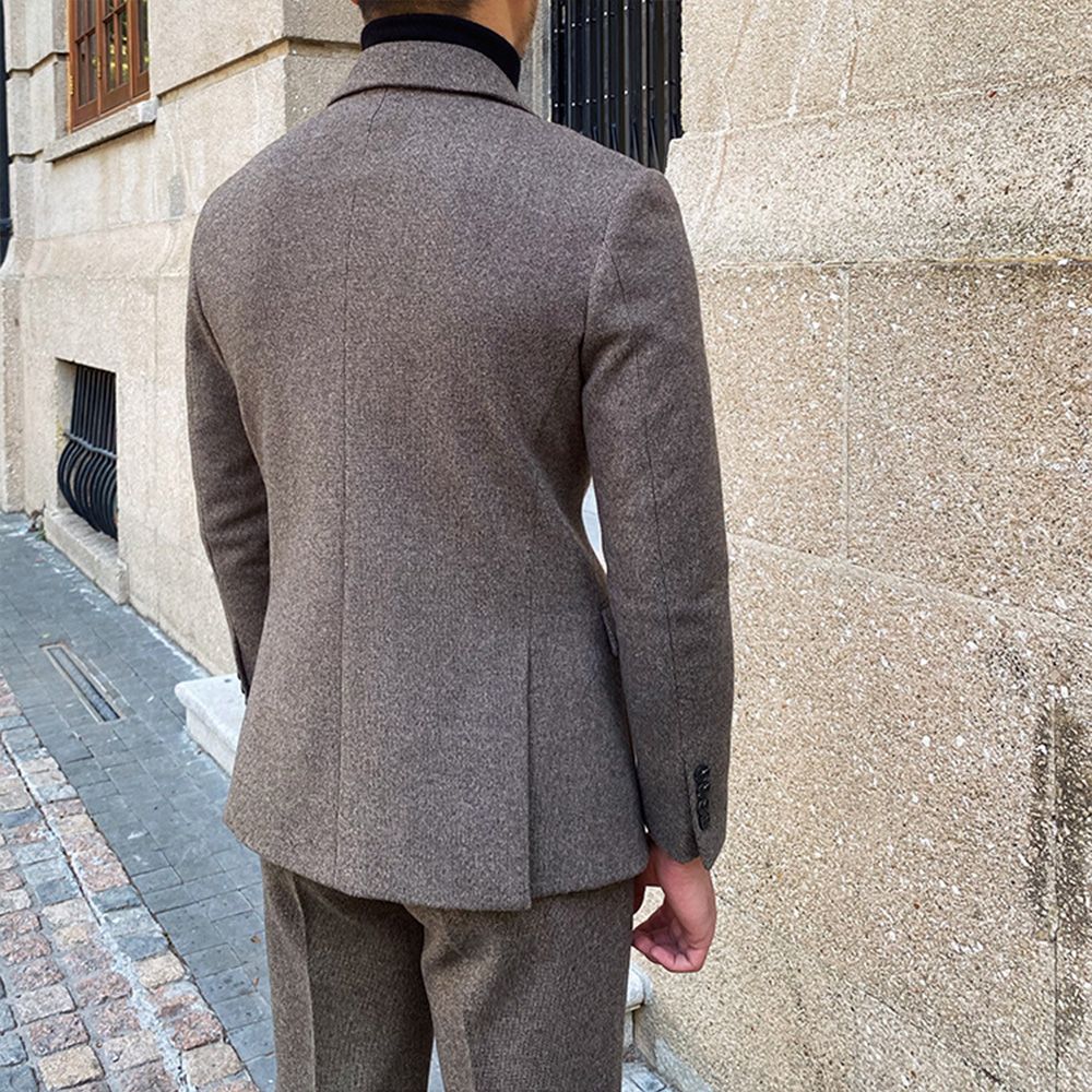 Vintage Men's Suit 2 Pieces Business Formal Casual Double Breasted Slim Fit Suits Party Wedding Dress Costume Male Suit