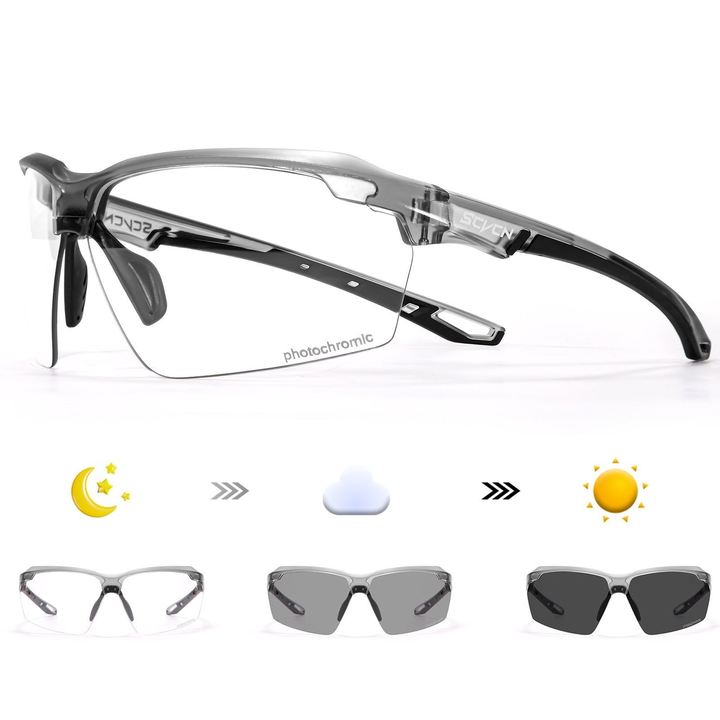 Óculos de Ciclismo Fotocromáticos SCVCN Masculino MTB Óculos de Sol para Ciclismo Feminino Óculos de Ciclismo de Estrada UV400 Óculos Esportivos para Corrida ao Ar Livre