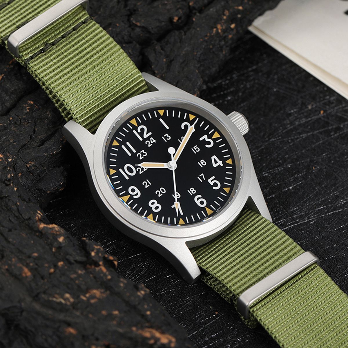 Militado Ml05 Vintage Field Watch VH31 Sweep Second Quartz Movement Sapphire Crystal High Clear AR Coating Luminous 38Mm Watches