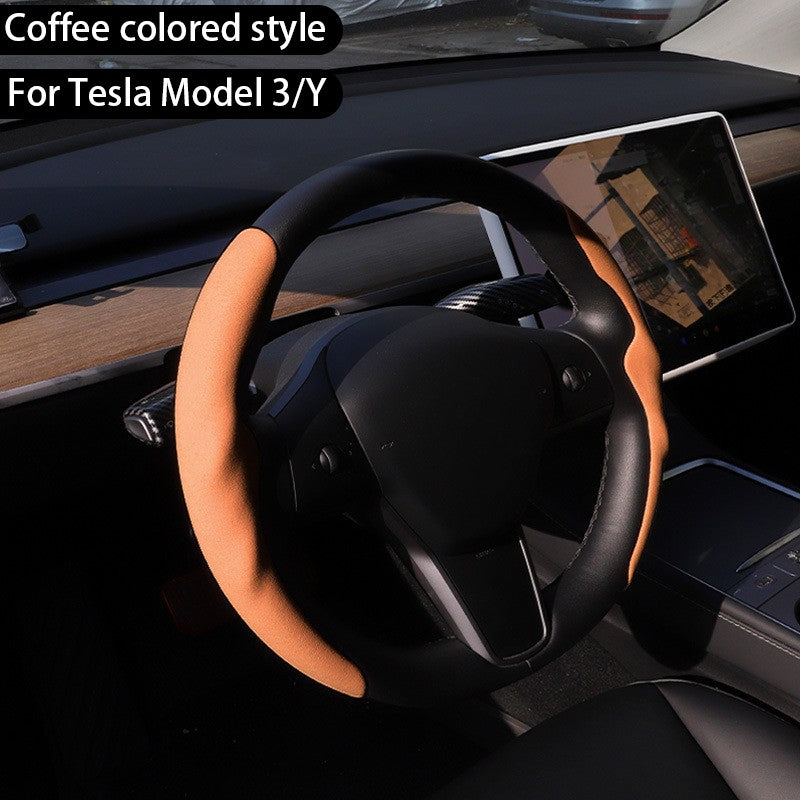 For Tesla Model Y Juniper 2025+ Steering Wheel Cover All Season Universal Deer Suede Sports Steering Wheel Cover