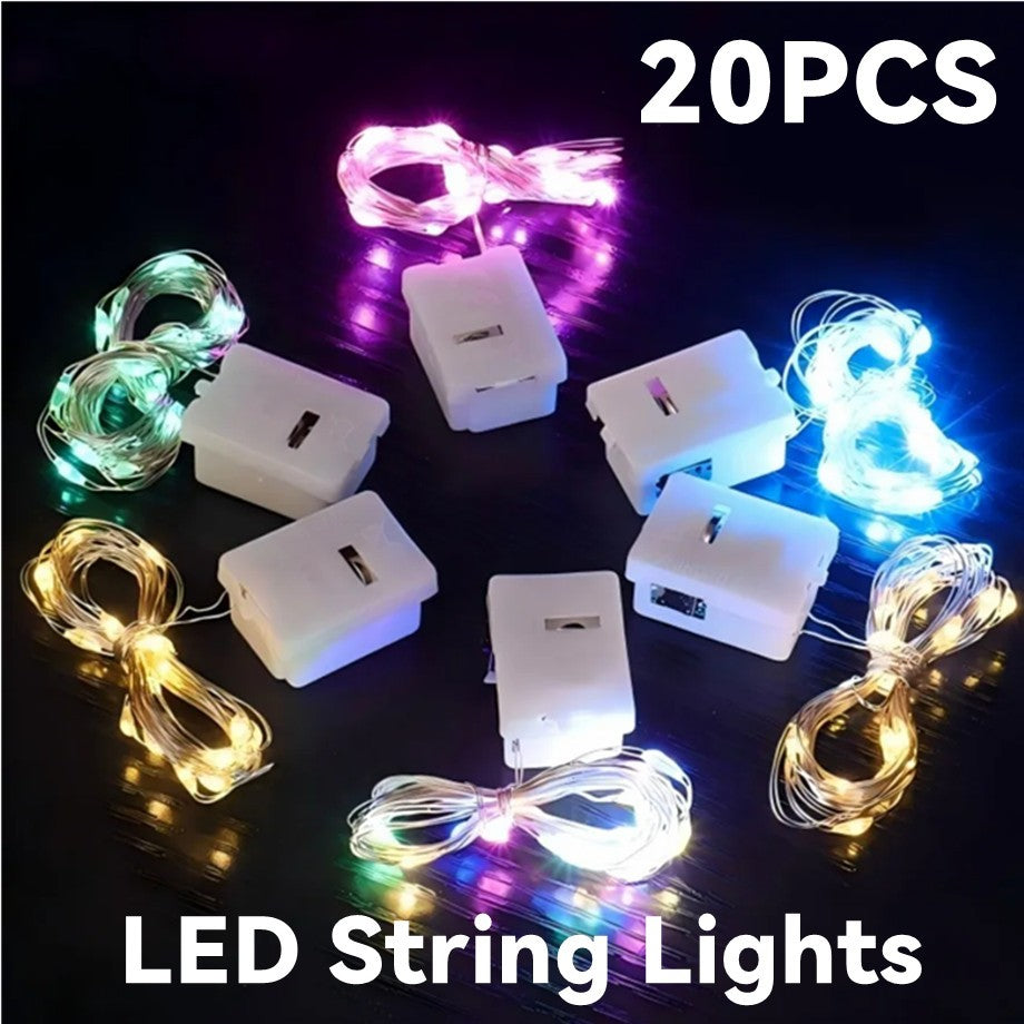 20PCS Wholesale 3/2/1m LED String Lights Copper Silver Wire Garland Light Fairy Lights Christmas Wedding Party Room Decoration