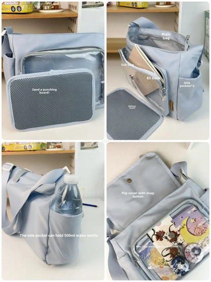 Japanese Harajuku School Bags for Teenage Girls New 2025 Transparent Itabag Crossbody Bag DIY Badges Display Plate Ita Bag