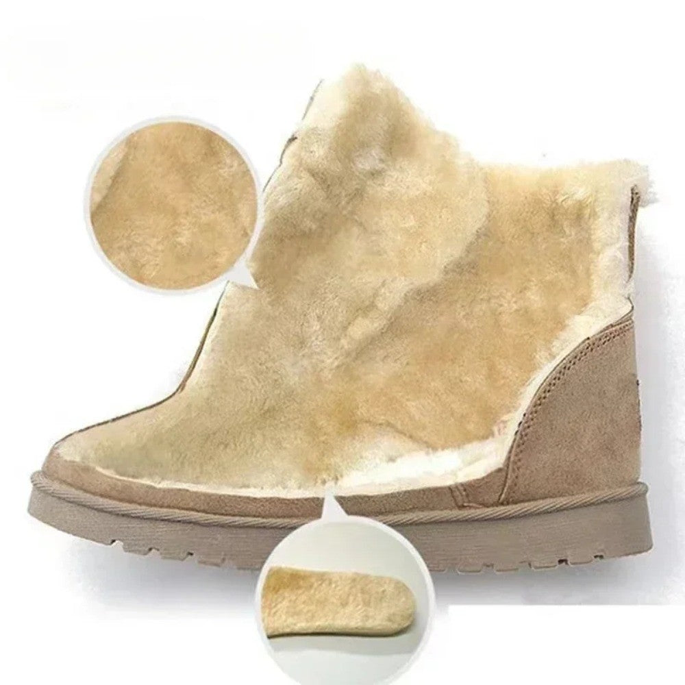 2025 Women Winter Snow Boots Warm Flat Plus Size Platform Lace Up Ladies Women's Shoes New Flock Fur Suede Ankle Boots 36-42