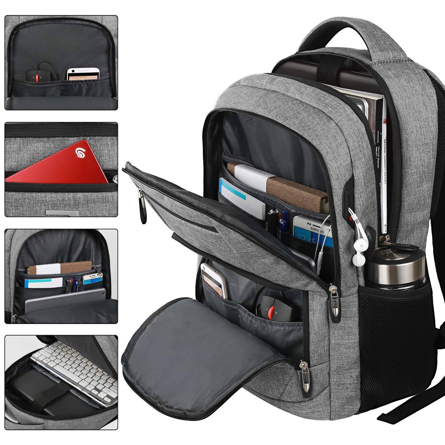 Mochila Masculina de Viagem Bolsa Fotográfica Lente de Câmera Externa Preta Ergonômica para Laptop de Grande Capacidade Impermeável para Montanhismo