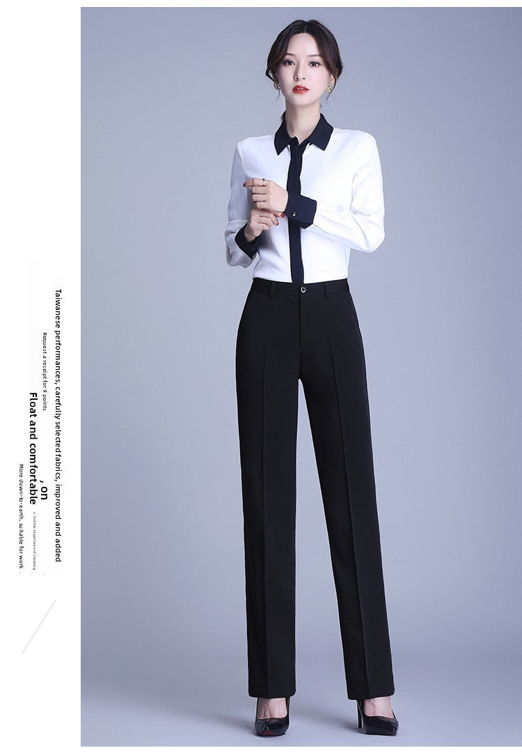 Bla Straight Leg Work Pants Women's Autumn Winter Spring Profional Suit Pants Slimming Formal Long Trousers for Office