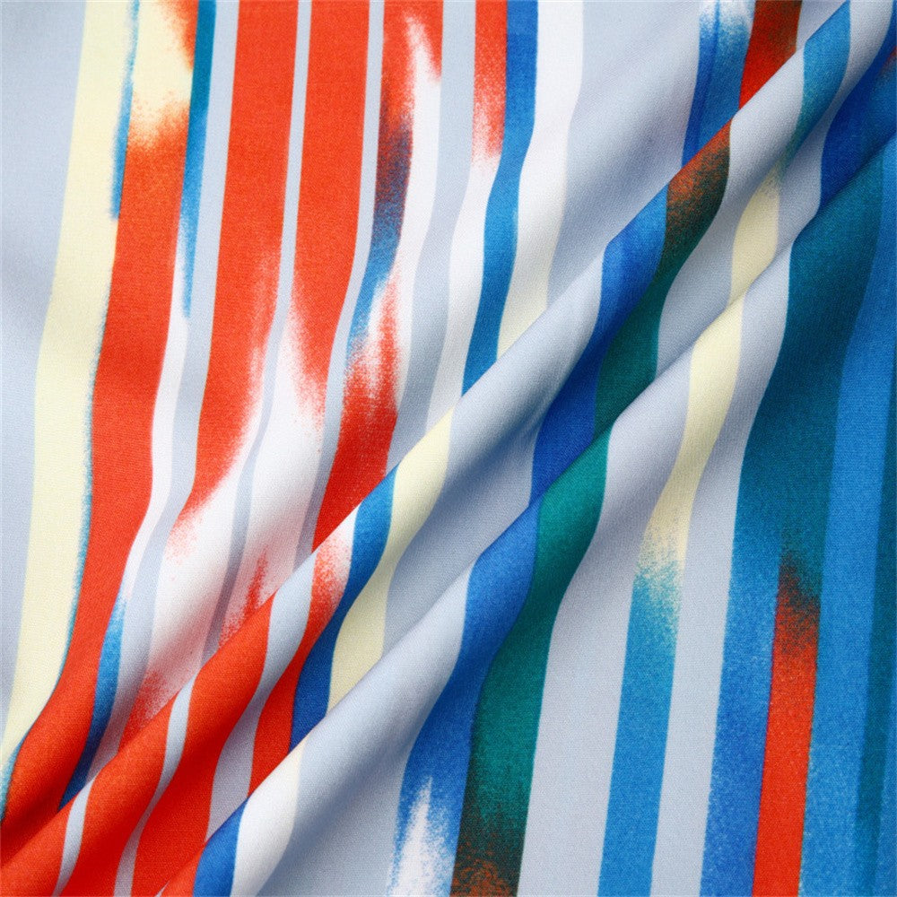 Summer Men Stripe Casual Shirts Hawaiian Beachwear Streetwear Fashion 3d Print Short Sleeve Holiday Imported Clothing Floral