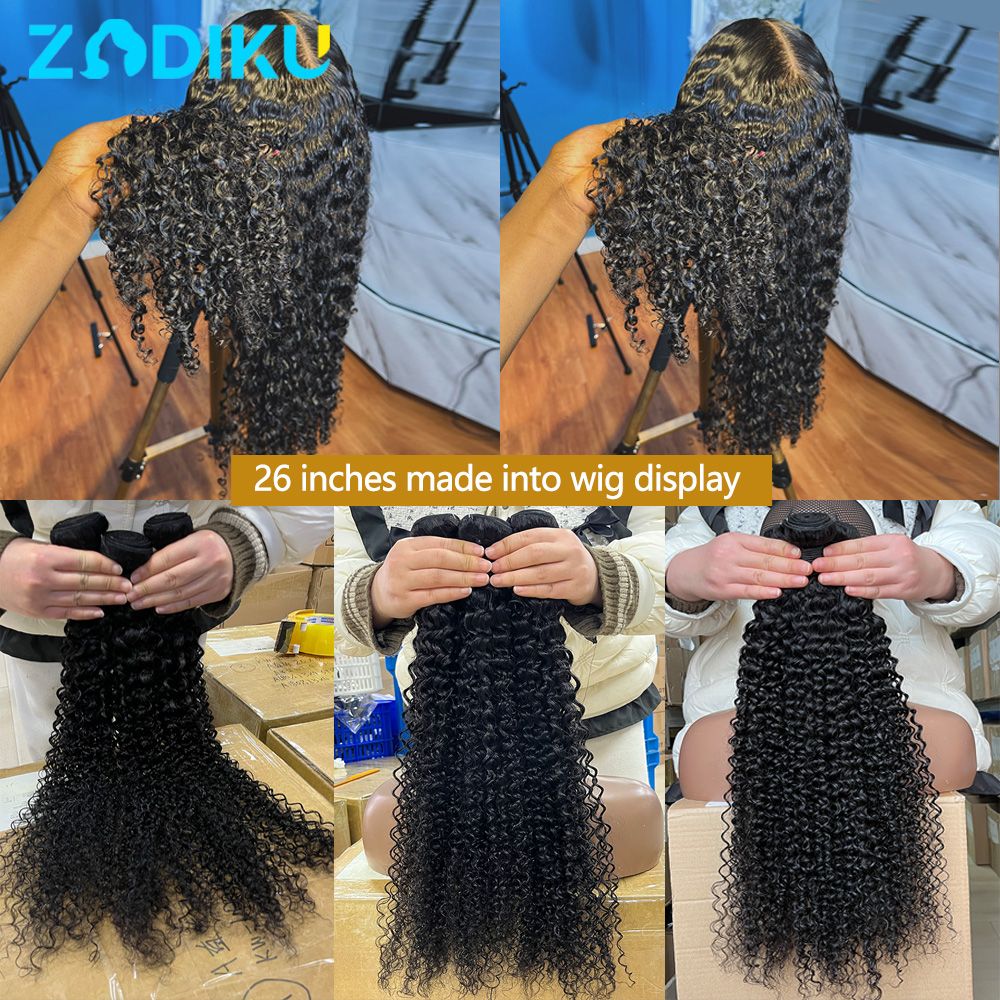 Cabelo Cacheado Tipo Kinky Cacheado 3 Peças 26 Polegadas Completo Cacheado Birmanês 100% Cabelo Humano de Alta Densidade Extensão de Cabelo Jerry Cacheado Bruto