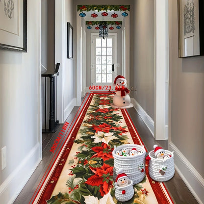 VIKAMA Christmas Two-Piece Rug Set American-Style Printed Holiday Party Decor Rug Kitchen & Bathroom Absorbent Rug