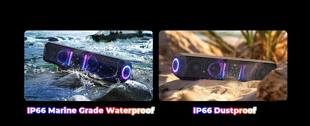 KEMiMOTO Midnight 80 Sound Bar IP66 Waterproof with RGB APP Remote Control Soundbar For Golf Cart UTV ATV fits 1"-2" Roll Bars