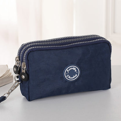 New long women's clutch, three-layer zipper, large-capacity coin purse