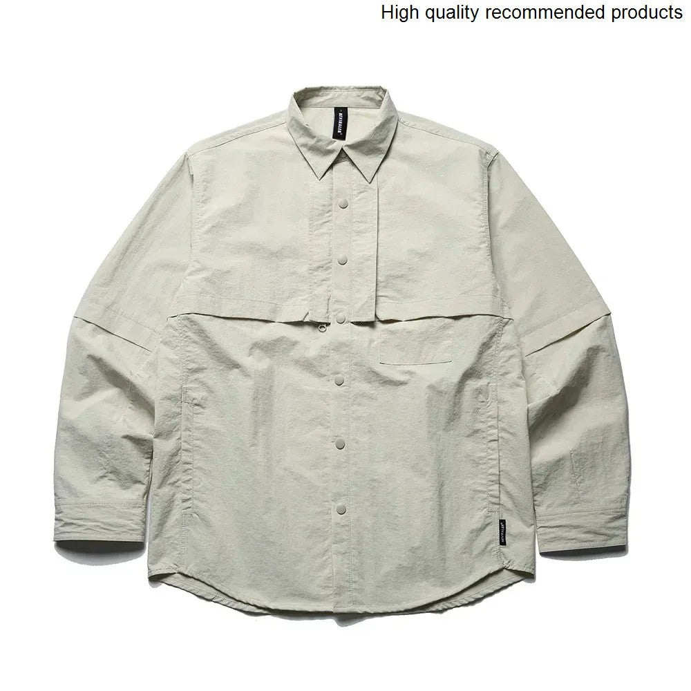 Dry Men Quick Outdoor Waterproof Lightweight Tack Techwear Cargo Shirts Man Streetwear Loose Casual Long Sleeve Oversize Shirt