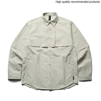 Dry Men Quick Outdoor Waterproof Lightweight Tack Techwear Cargo Shirts Man Streetwear Loose Casual Long Sleeve Oversize Shirt