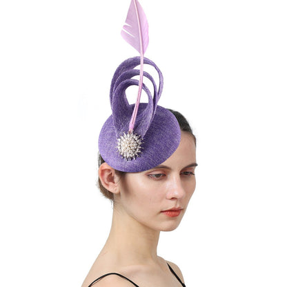 Champagne Imitação Sinamay Fascinator Chapéu Elegante Acessório de Cabelo de Casamento para Mulheres com Grampo de Cabelo para Coquetel Dia de Corrida