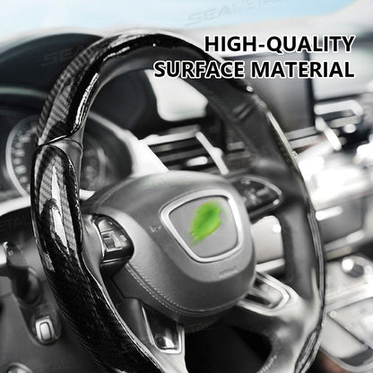 SEAMETAL 2/3Pcs Car Steering Wheel Cover Carbon Fiber Anti-Slip Steer Wheel Protector Cover 38cm Universal Car Protection Cover