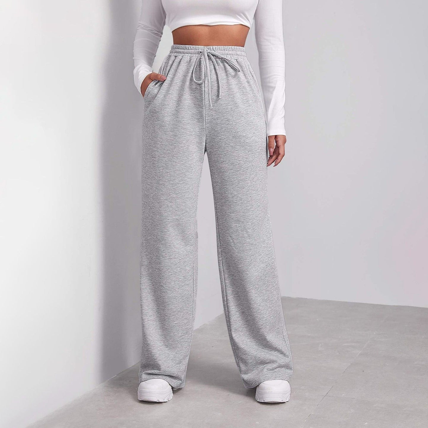 Women’s Fleece Lined Sweatpants Wide Straight Leg Pants Bottom Winter Warm Pants Daily Casual Jogger Sweatpants Sports Trousers