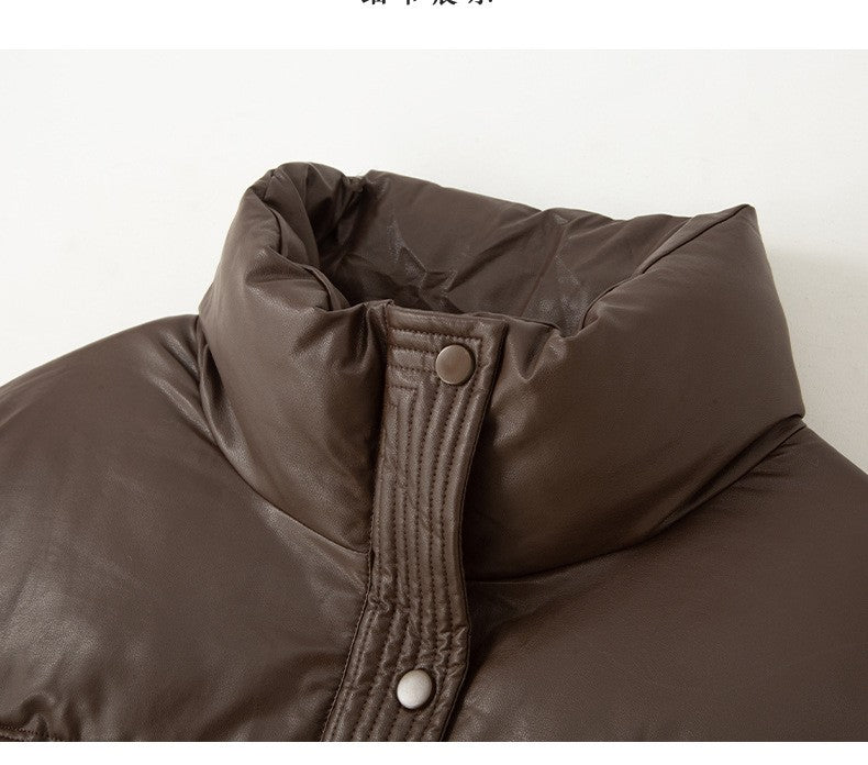 2025 New Autumn Winter Jackets Fashion Women Solid Long Sleeve Thick Pu Zipper Lapel Coats Casual Office Lady Korean Outerwear