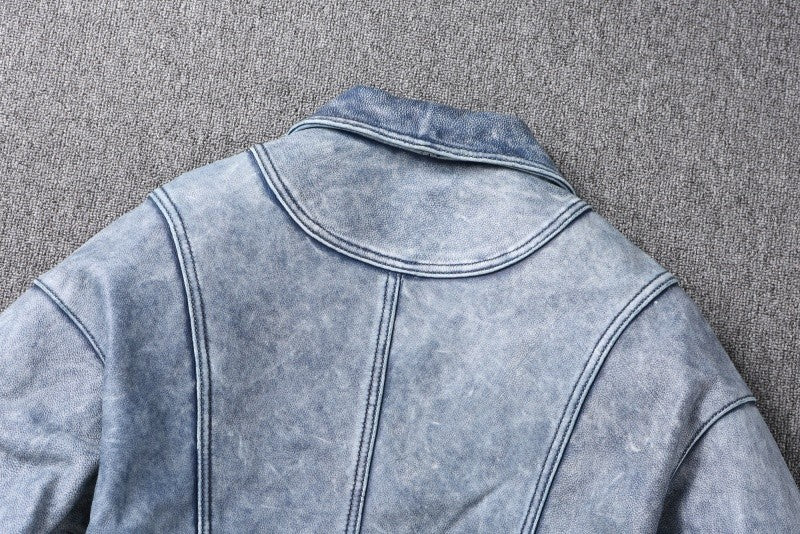 2025 New Luxury Unisex Cowhide Jacket - Short Cut Relaxed Fit Leather Biker Style Coat