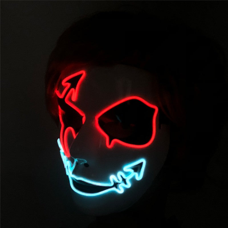Shuffle Dance Mask Luminous Purge Mask Devil Glowing Masquerade Cosplay Mask for Halloween Horror Haunted House Props