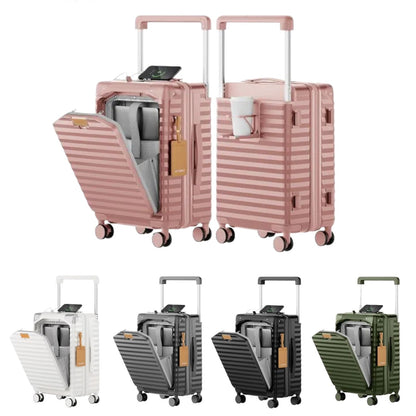 Mala de Viagem Joyway com Abertura Frontal de 20 polegadas, 1 peça, Porta-copos, Trava TSA, Rodas Giratórias Silenciosas, Leve e Durável