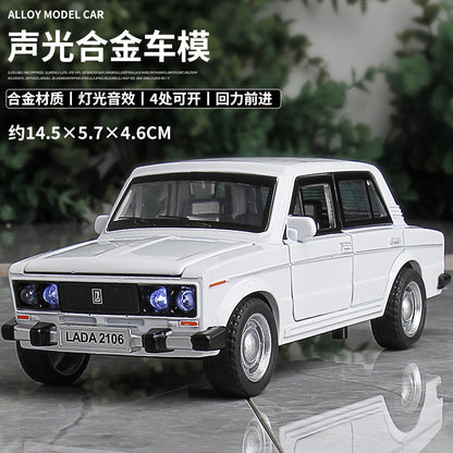 1:32 LADA 2106 Liga Clássica Modelo de Carro de Brinquedo de Metal Fundido Som e Luz Puxar para Trás Brinquedo Infantil Miniatura Modelo de Veículo Presente para Crianças