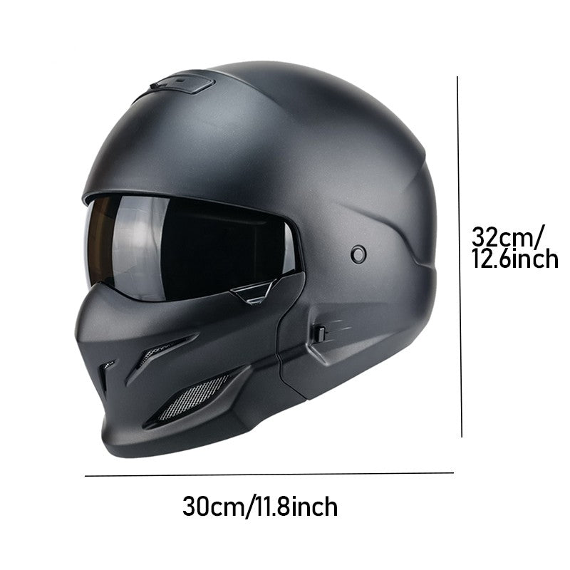 Black Matte Motorcycle Helmet Men Stylish Full Face Winter  Removable Front Face