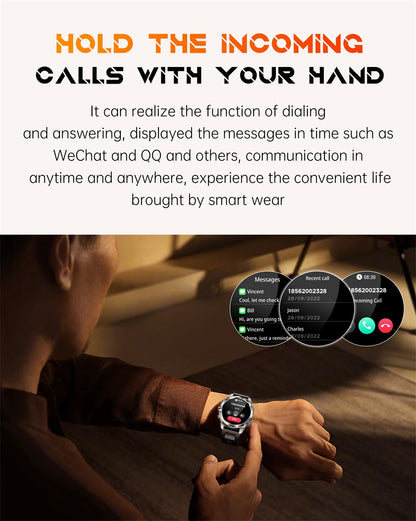 New Outdoor Sport Smart Watch Men 1.46" AMOLED Screen LED Flashlight 515mAh Battery 10ATM Waterproof Bluetooth Call Smartwatch