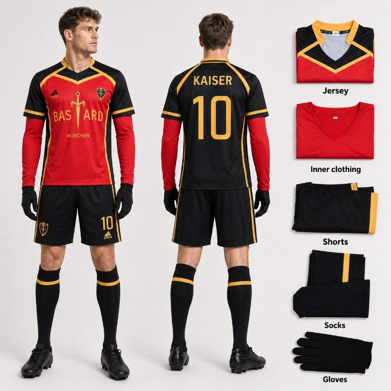 Anime Michael Kaiser Cosplay Costume Red Uniform Team Bastard Munchen Alexis Ness Cosplay Football Soccer Clothing