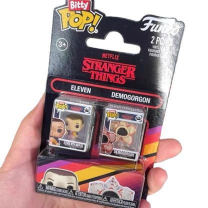 Funko Bitty Pop Stranger Things Dustin e Mike Pacote com 2 Mini Séries Caixa Surpresa Miniaturas Onze e Demogorgon Bonecos de Ação Colecionáveis Presentes