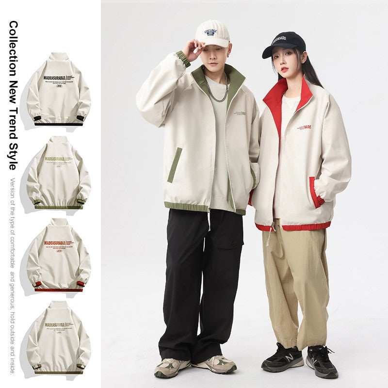 New Jacket Two-sided Long Sleeve Outdoor Men Coats Women Reversible Windproof Coats Splashproof Double-Sided Jackets Couple Top