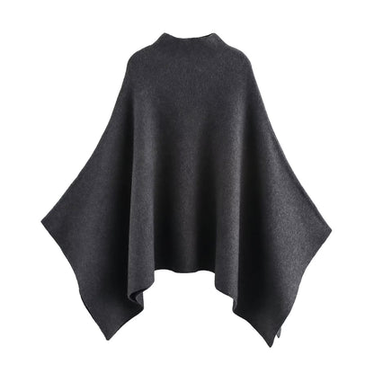 JNLEAOG Casaco de Gola Alta Assimétrica de Malha Feminina para Rua Elegante Fibra de Poliéster Outono Nova Chegada Design de Moda